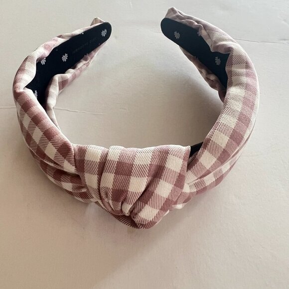 Lele Sadoughi Gingham Knotted Headband Lavender White MINT - Picture 3 of 9